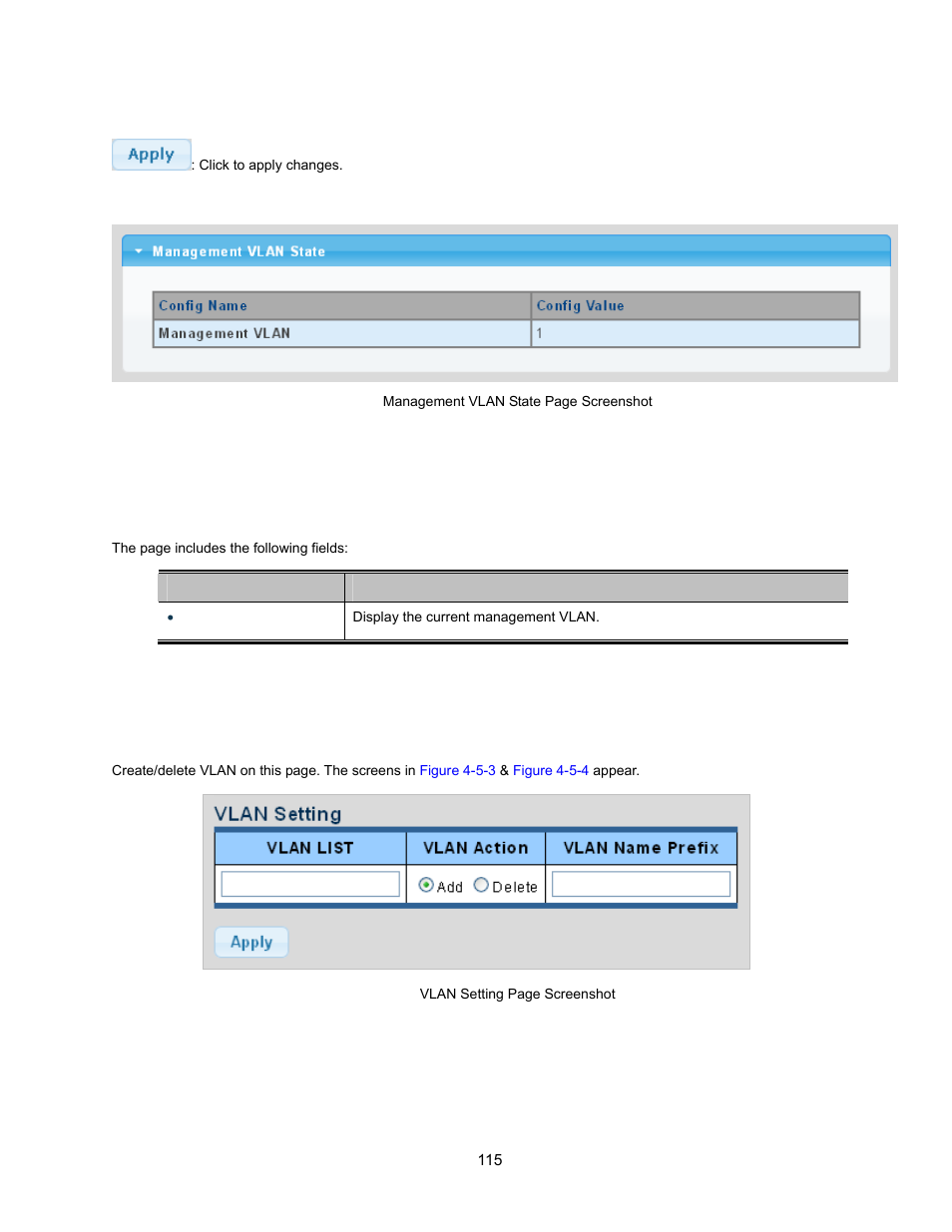 4 create vlan | Interlogix NS3500-28T-4S User Manual User Manual | Page 115 / 363