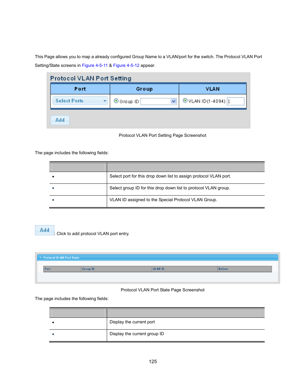 9 protocol vlan port setting | Interlogix NS3500-28T-4S User Manual User Manual | Page 125 / 363