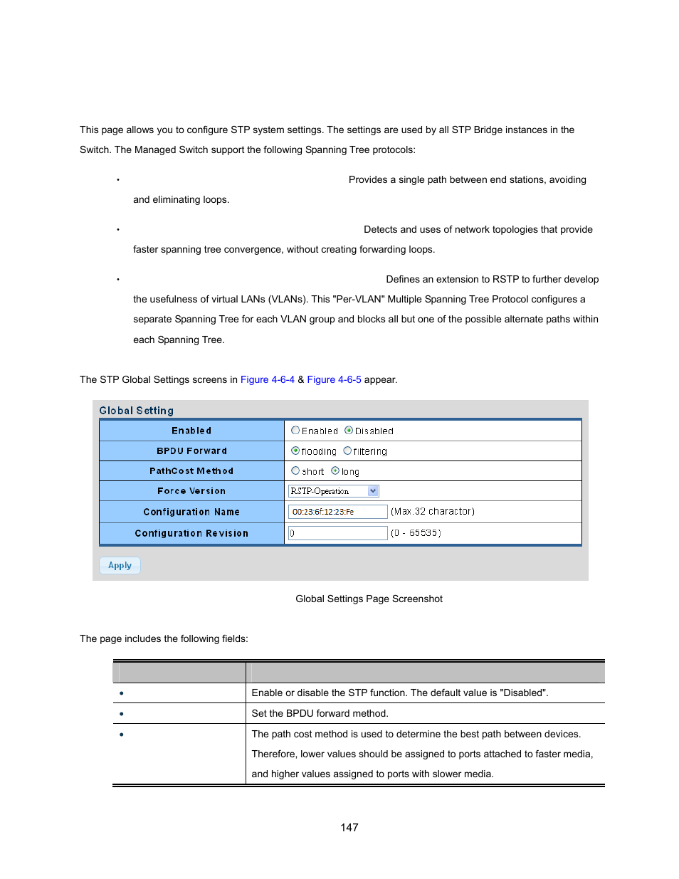 2 stp global settings | Interlogix NS3500-28T-4S User Manual User Manual | Page 147 / 363