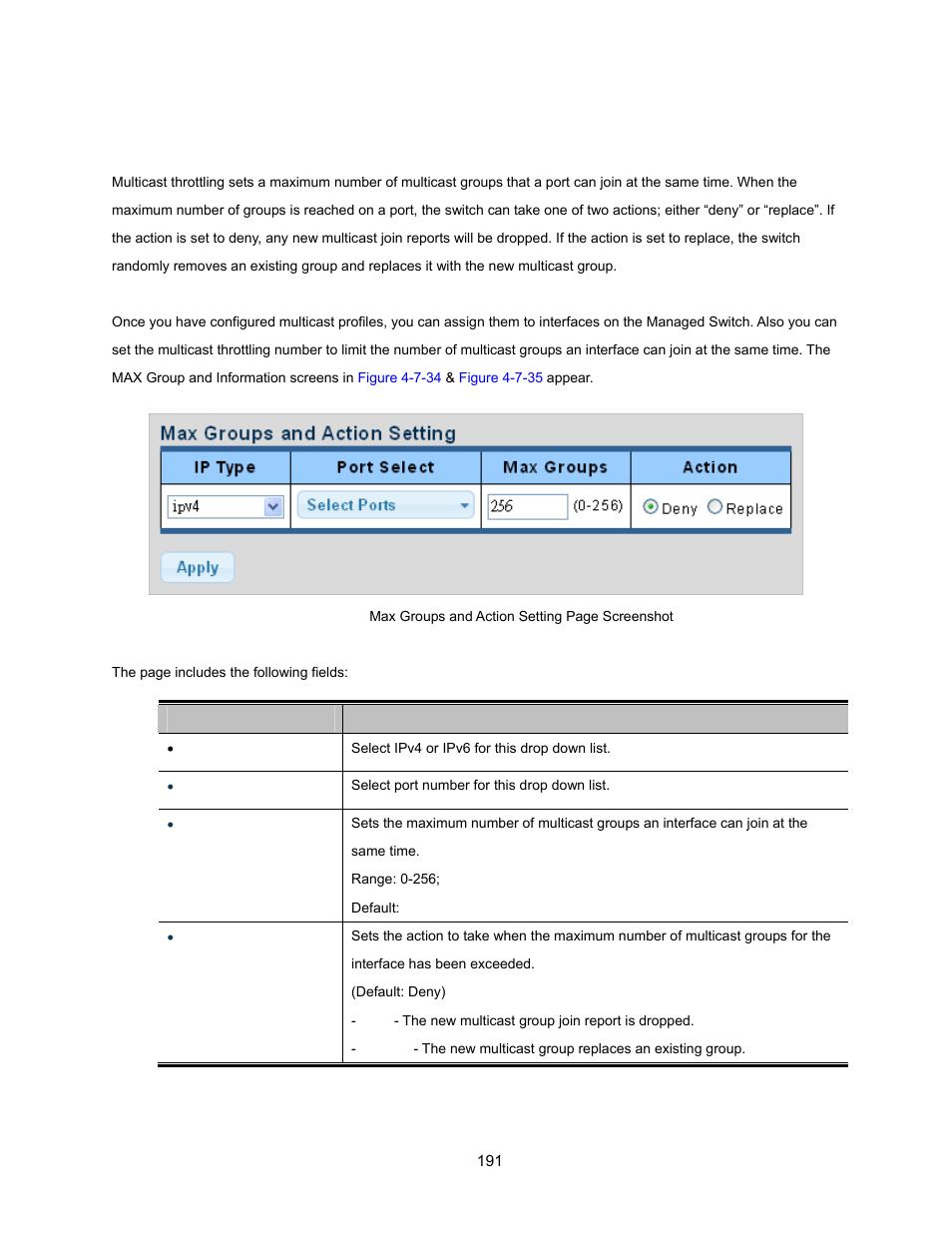 6 multicast throttling setting | Interlogix NS3500-28T-4S User Manual User Manual | Page 191 / 363