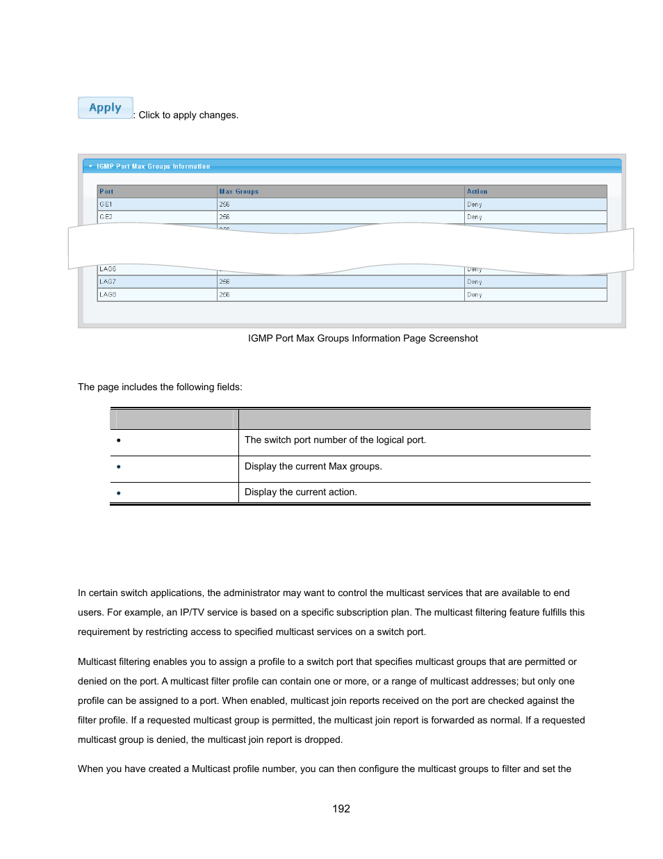 7 multicast filter | Interlogix NS3500-28T-4S User Manual User Manual | Page 192 / 363