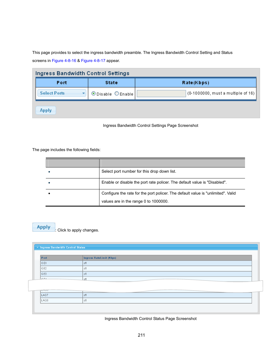 1 ingress bandwidth control | Interlogix NS3500-28T-4S User Manual User Manual | Page 211 / 363