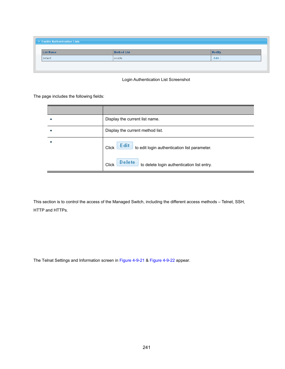 5 access, 1 telnet | Interlogix NS3500-28T-4S User Manual User Manual | Page 241 / 363