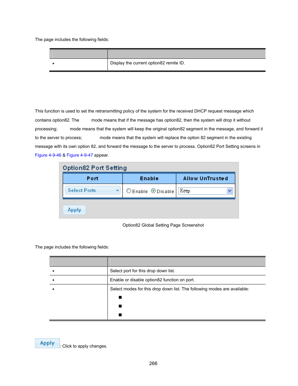 9 option82 port setting | Interlogix NS3500-28T-4S User Manual User Manual | Page 266 / 363