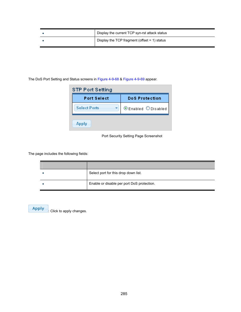 2 dos port setting | Interlogix NS3500-28T-4S User Manual User Manual | Page 285 / 363