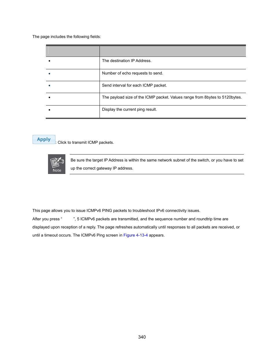 4 ipv6 ping test | Interlogix NS3500-28T-4S User Manual User Manual | Page 340 / 363