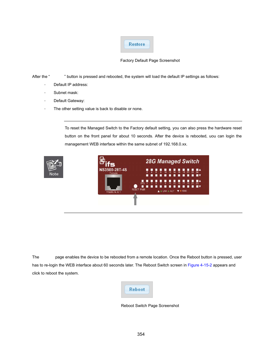 2 reboot switch | Interlogix NS3500-28T-4S User Manual User Manual | Page 354 / 363