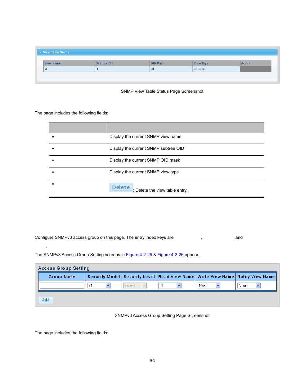 4 snmp access group | Interlogix NS3500-28T-4S User Manual User Manual | Page 64 / 363