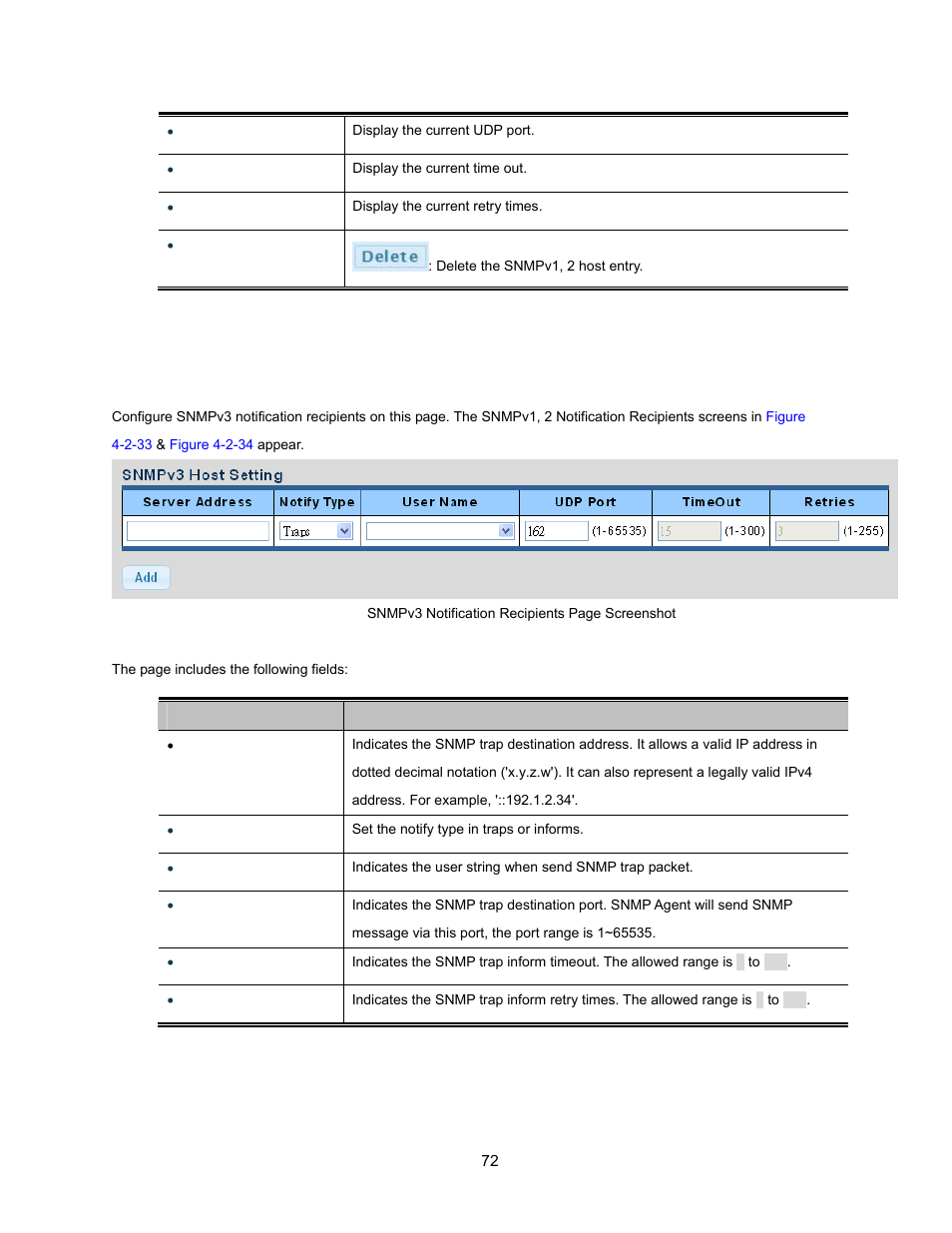9 snmpv3 notification recipients | Interlogix NS3500-28T-4S User Manual User Manual | Page 72 / 363