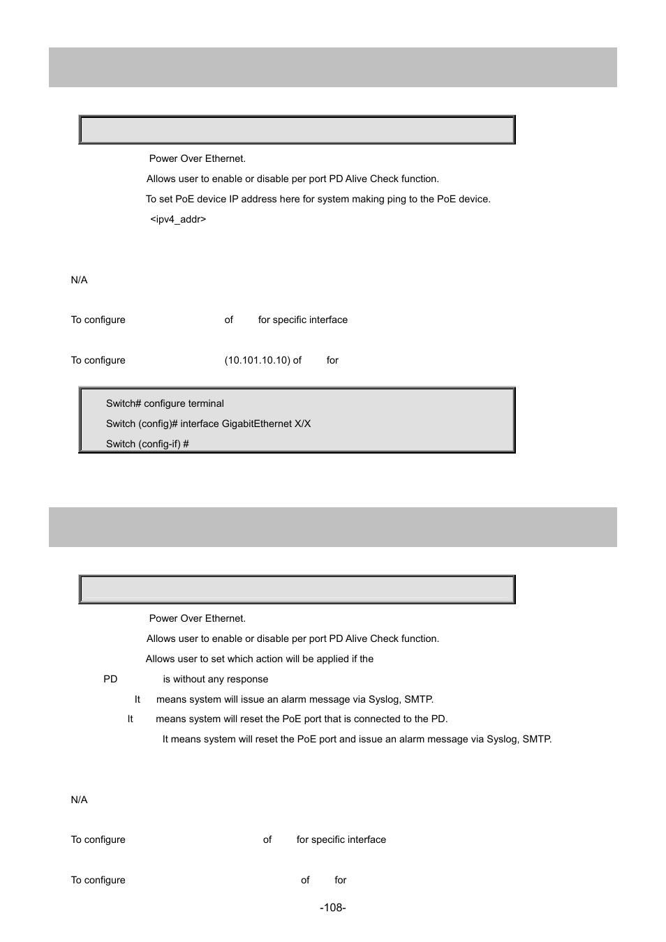 69 poe pdcheck ip, 70 poe pdcheck action | Interlogix NS3702-24P-4S Command Line Guide User Manual | Page 108 / 405