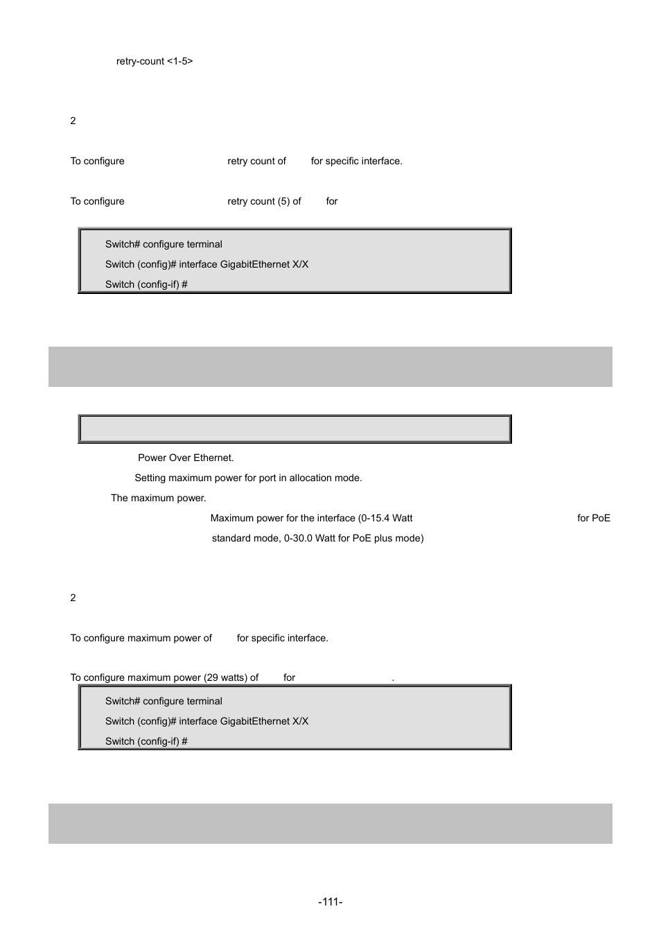 75 poe power limit, 76 poe priority | Interlogix NS3702-24P-4S Command Line Guide User Manual | Page 111 / 405
