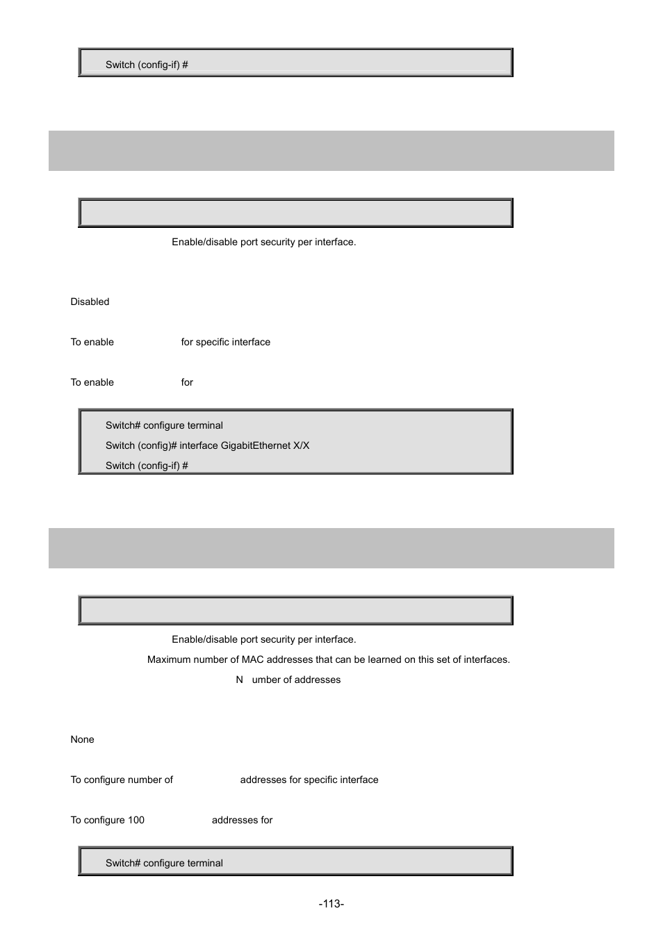 78 port-security, 79 port-security maximum | Interlogix NS3702-24P-4S Command Line Guide User Manual | Page 113 / 405