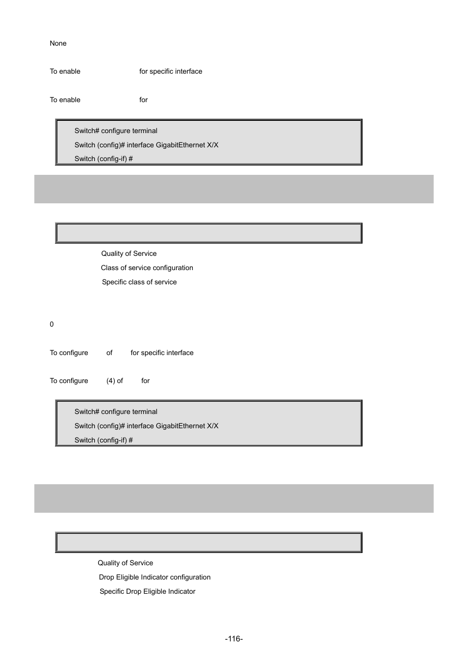 84 qos cos, 85 qos dei | Interlogix NS3702-24P-4S Command Line Guide User Manual | Page 116 / 405