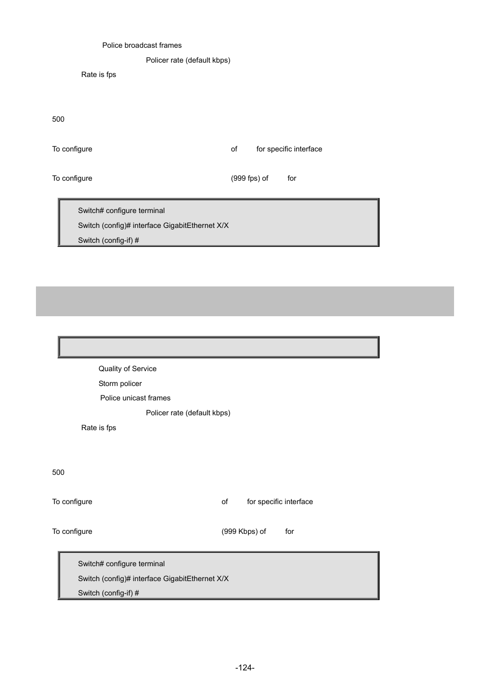 98 qos storm unicast | Interlogix NS3702-24P-4S Command Line Guide User Manual | Page 124 / 405