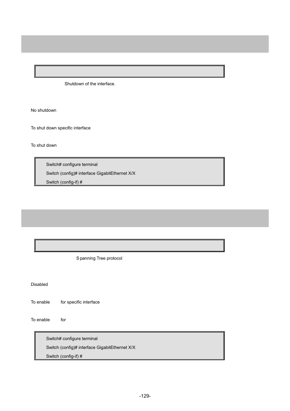 106 shutdown, 107 spanning-tree | Interlogix NS3702-24P-4S Command Line Guide User Manual | Page 129 / 405