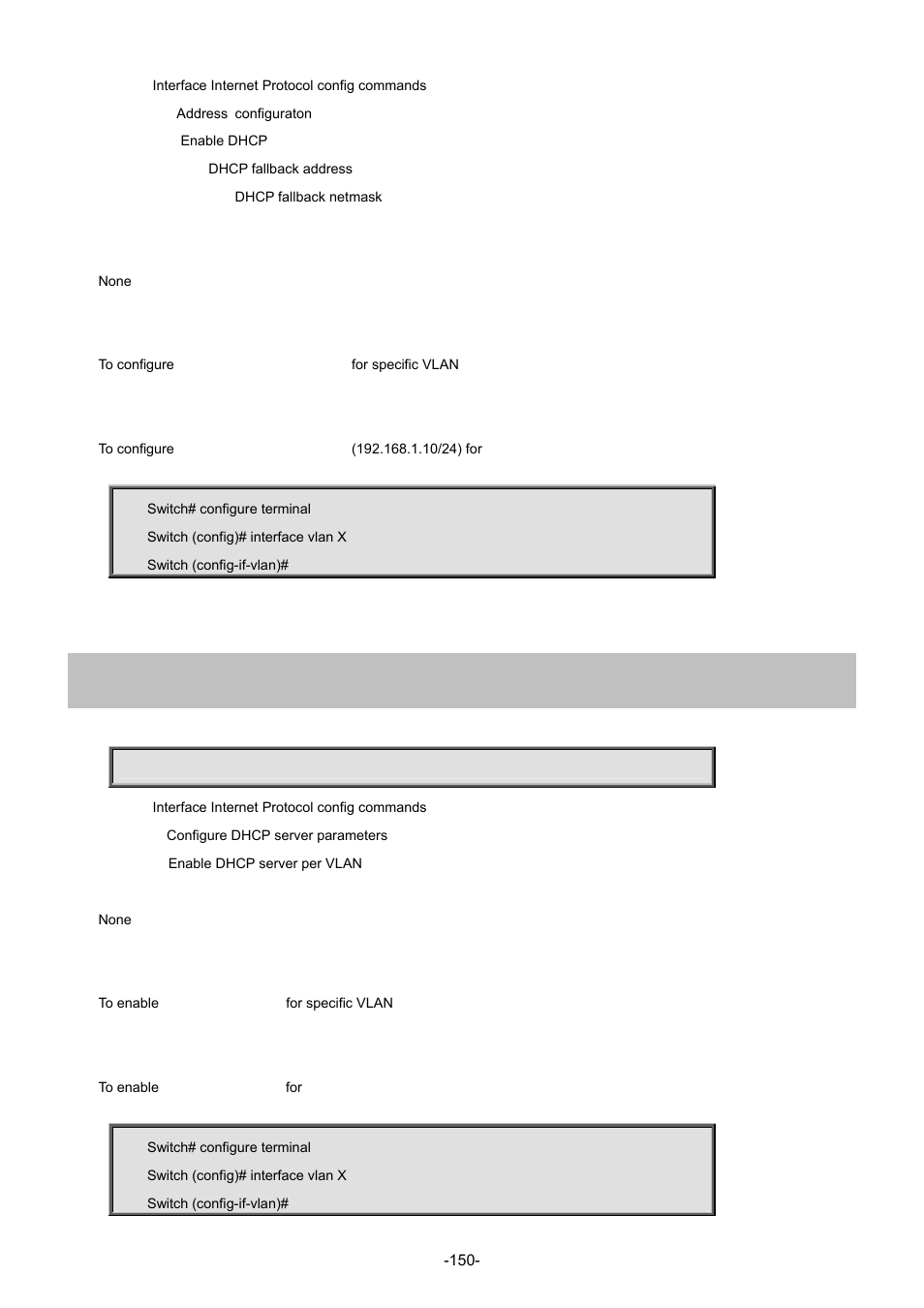 7 ip dhcp server | Interlogix NS3702-24P-4S Command Line Guide User Manual | Page 150 / 405