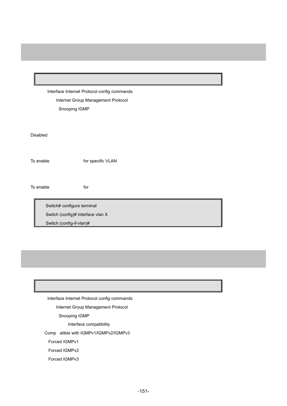 8 ip igmp snooping, 9 ip igmp snooping compatibility | Interlogix NS3702-24P-4S Command Line Guide User Manual | Page 151 / 405