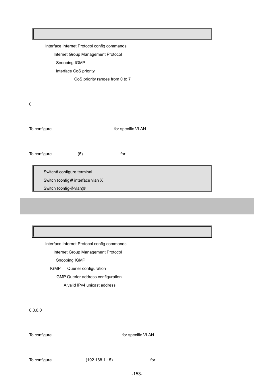 12 ip igmp snooping querier address | Interlogix NS3702-24P-4S Command Line Guide User Manual | Page 153 / 405