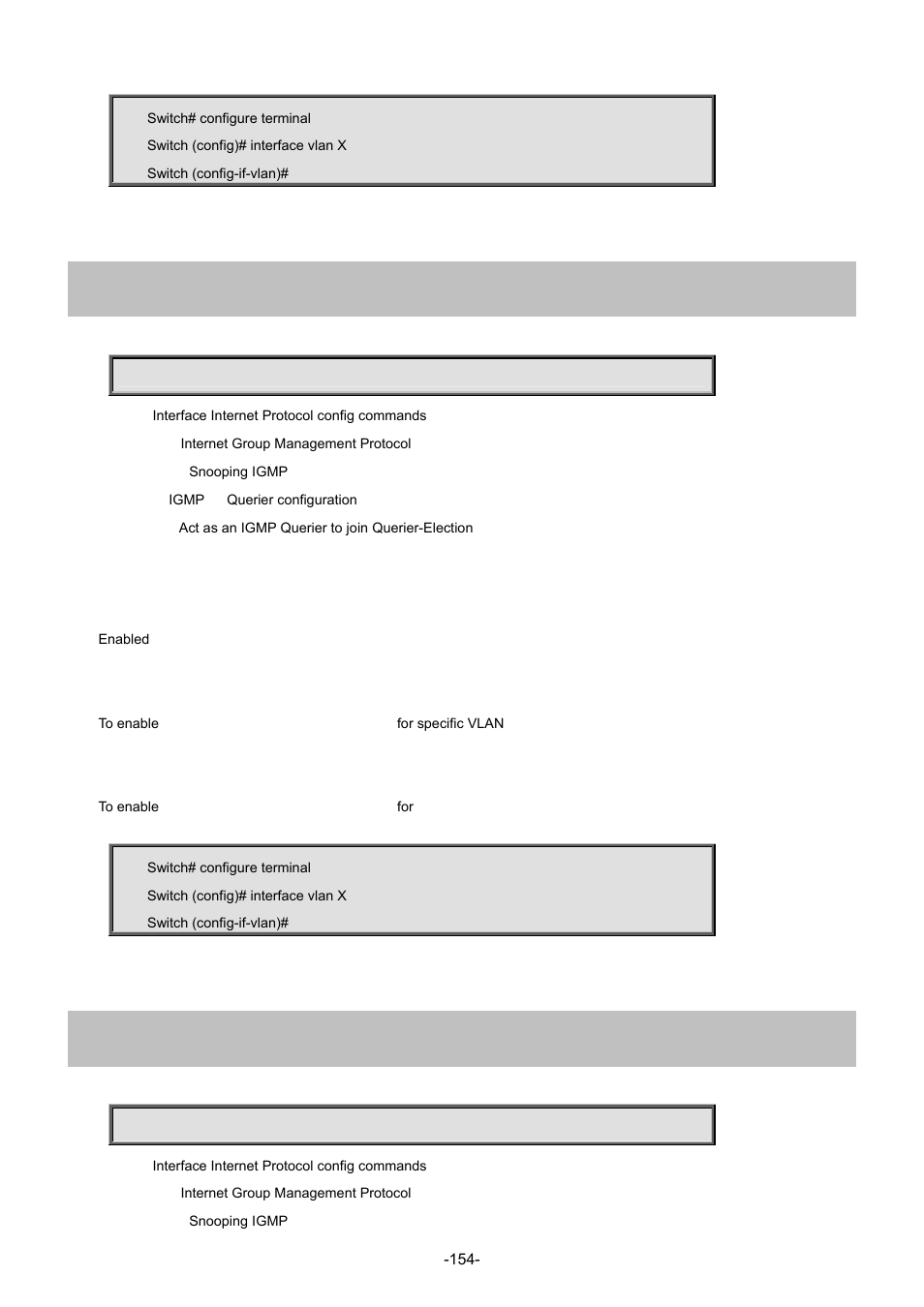 13 ip igmp snooping querier election, 14 ip igmp snooping query-interval | Interlogix NS3702-24P-4S Command Line Guide User Manual | Page 154 / 405