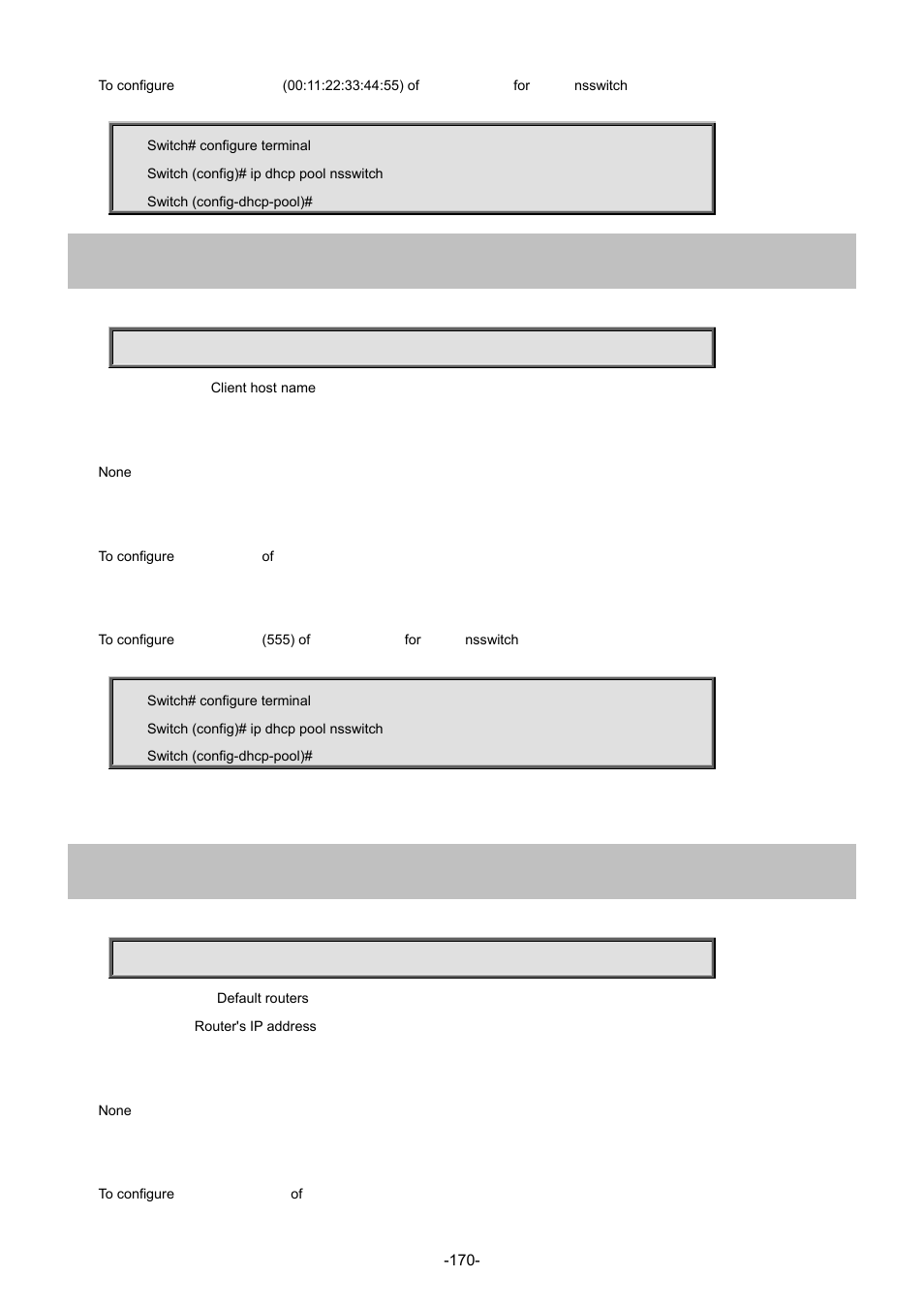 4 client-name, 5 default-router | Interlogix NS3702-24P-4S Command Line Guide User Manual | Page 170 / 405