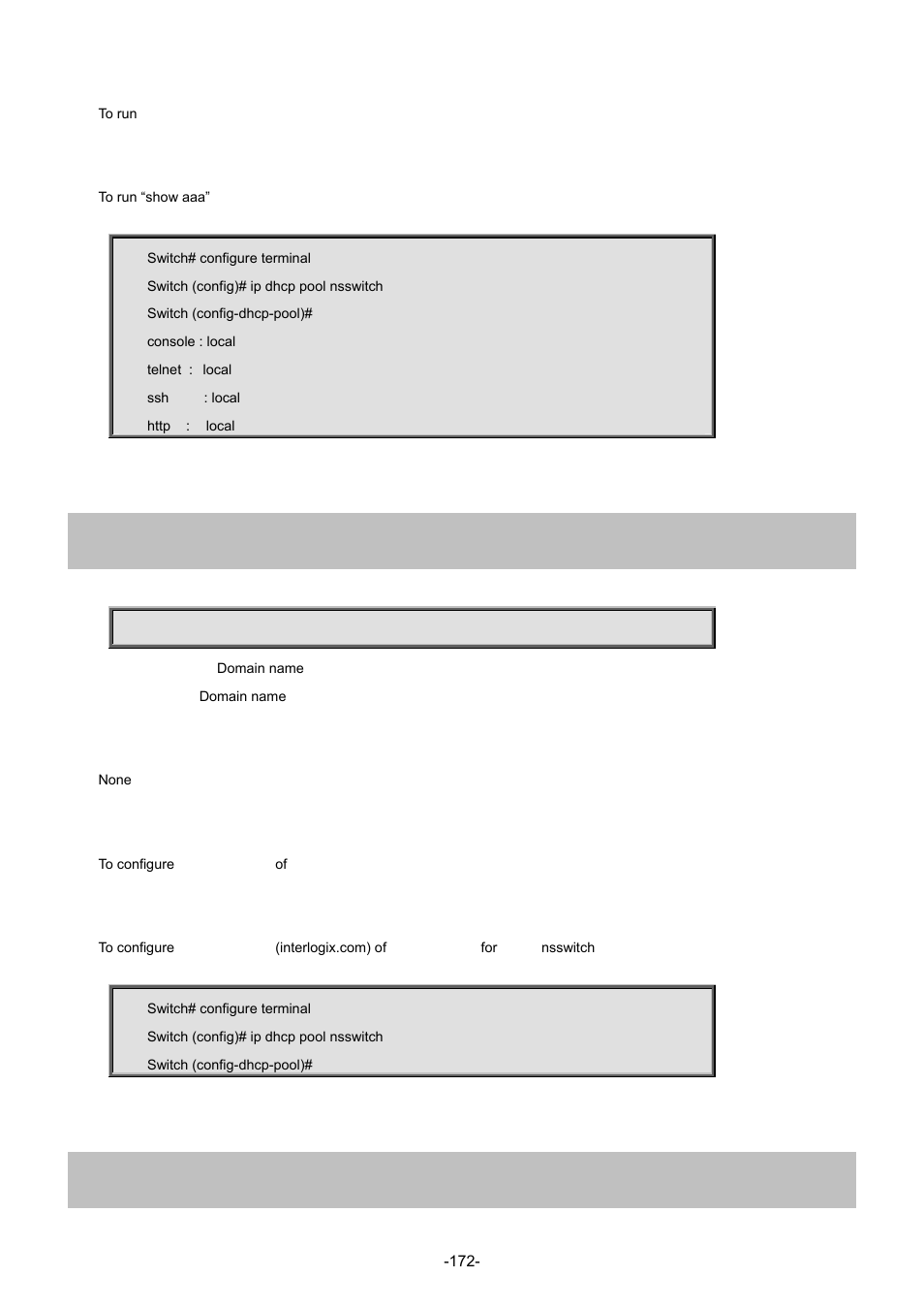 8 domain-name, 9 end | Interlogix NS3702-24P-4S Command Line Guide User Manual | Page 172 / 405