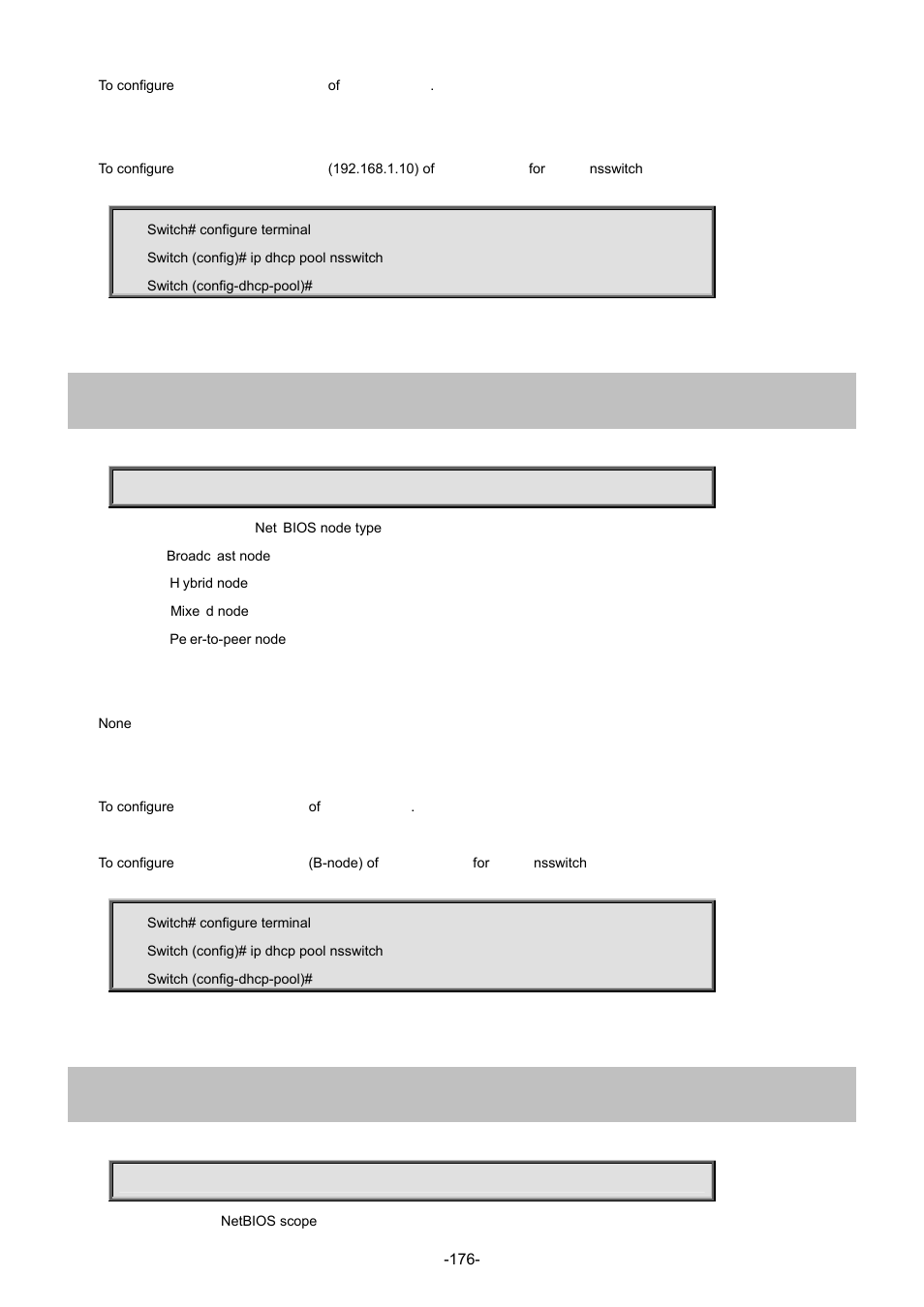 15 netbios-node-type, 16 netbios-scope | Interlogix NS3702-24P-4S Command Line Guide User Manual | Page 176 / 405