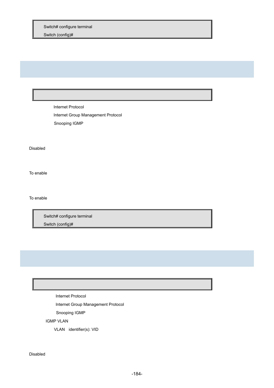 63 ip igmp snooping, 64 ip igmp snooping vlan | Interlogix NS3702-24P-4S Command Line Guide User Manual | Page 184 / 405