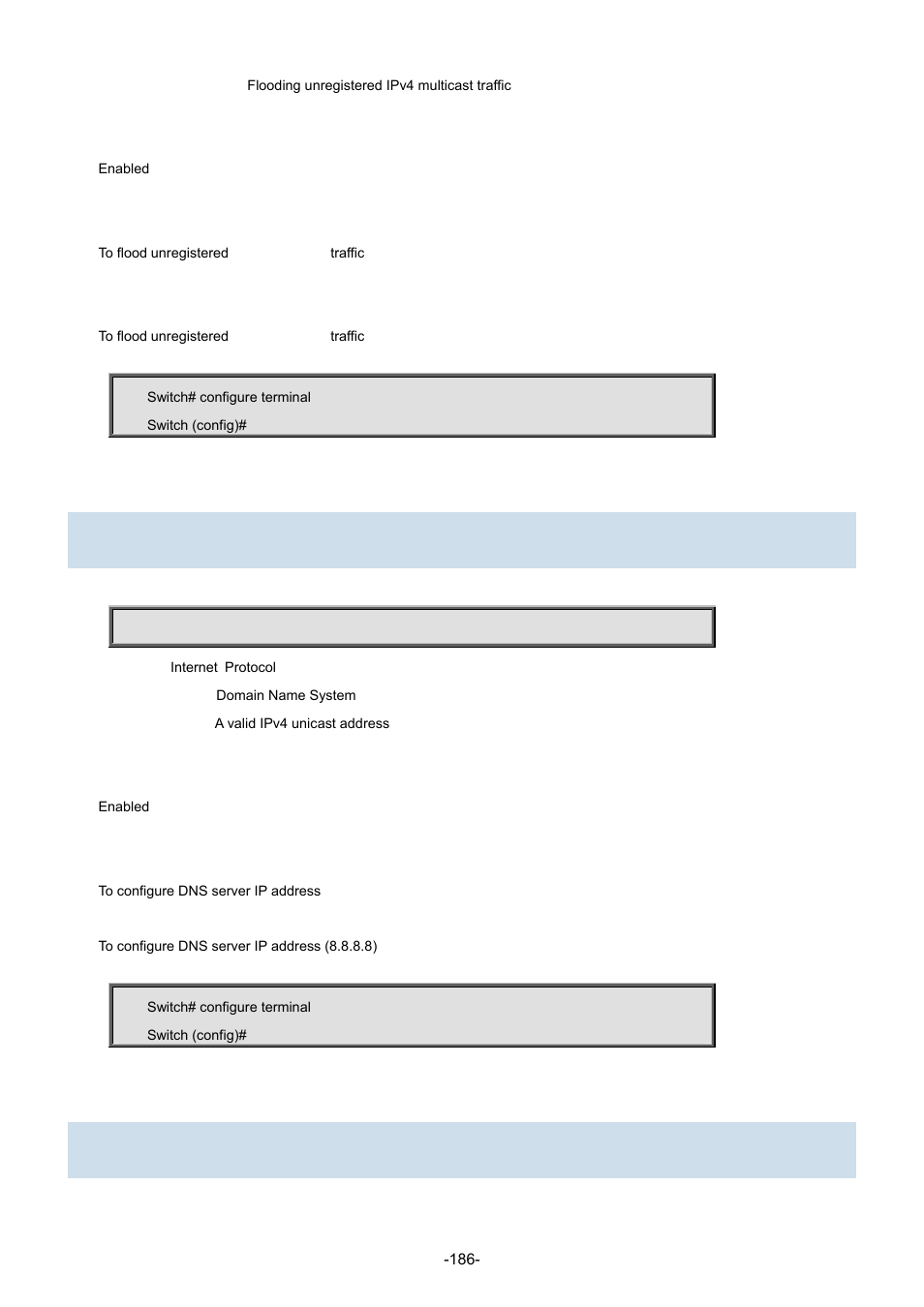 67 ip name-server, 68 ip name-server dhcp | Interlogix NS3702-24P-4S Command Line Guide User Manual | Page 186 / 405