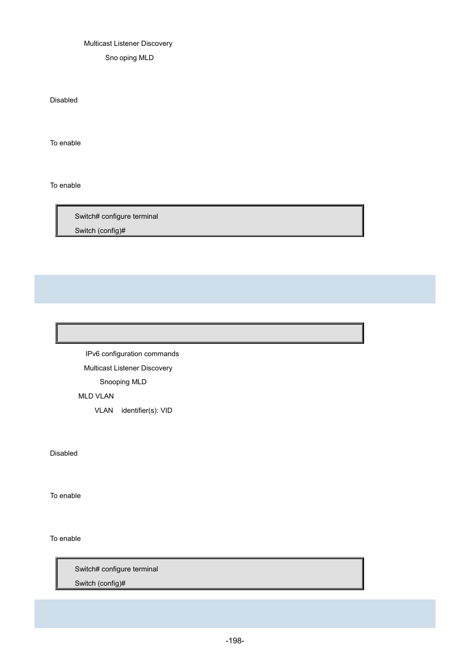 81 ipv6 mld snooping vlan, 82 ipv6 mld ssm-range | Interlogix NS3702-24P-4S Command Line Guide User Manual | Page 198 / 405