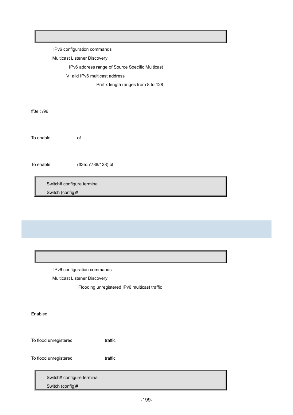 83 ipv6 mld unknown-flooding | Interlogix NS3702-24P-4S Command Line Guide User Manual | Page 199 / 405