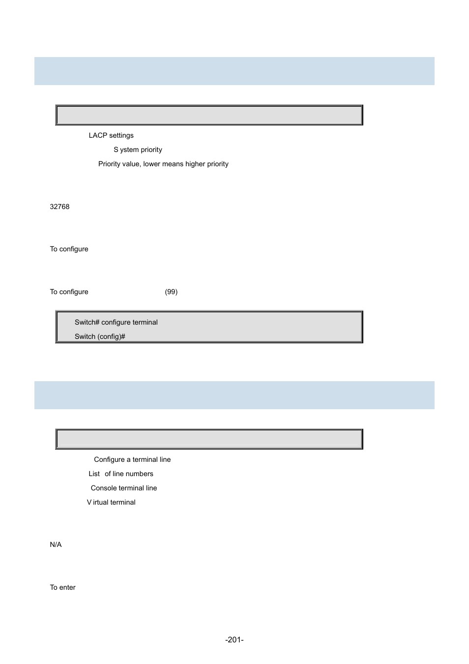 85 lacp system-priority, 86 line | Interlogix NS3702-24P-4S Command Line Guide User Manual | Page 201 / 405