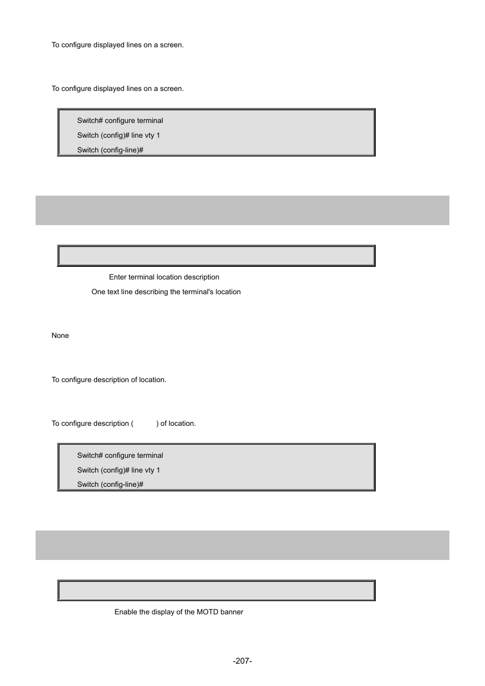 10 location, 11 motd-banner | Interlogix NS3702-24P-4S Command Line Guide User Manual | Page 207 / 405