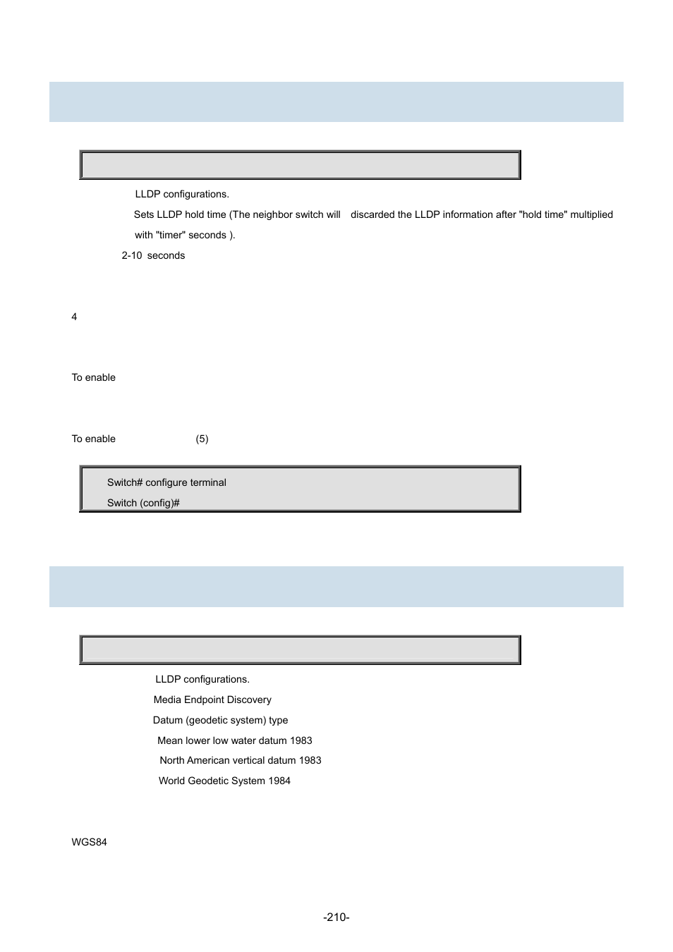 87 lldp holdtime, 88 lldp med datum | Interlogix NS3702-24P-4S Command Line Guide User Manual | Page 210 / 405