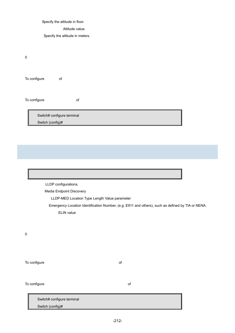 91 lldp med location-tlv elin-addr | Interlogix NS3702-24P-4S Command Line Guide User Manual | Page 212 / 405