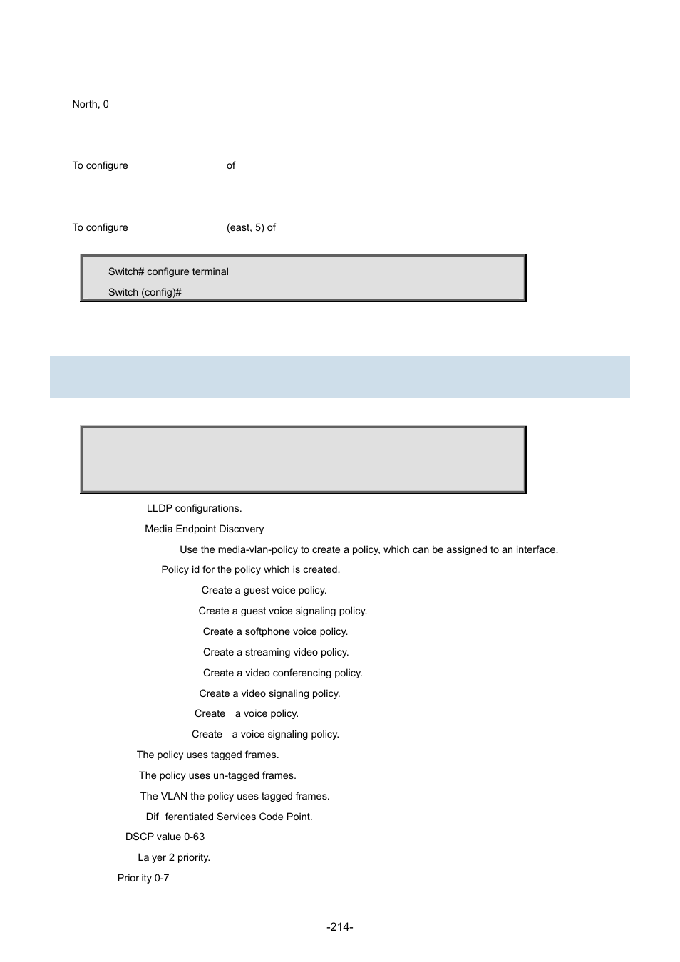 94 lldp med media-vlan-policy | Interlogix NS3702-24P-4S Command Line Guide User Manual | Page 214 / 405