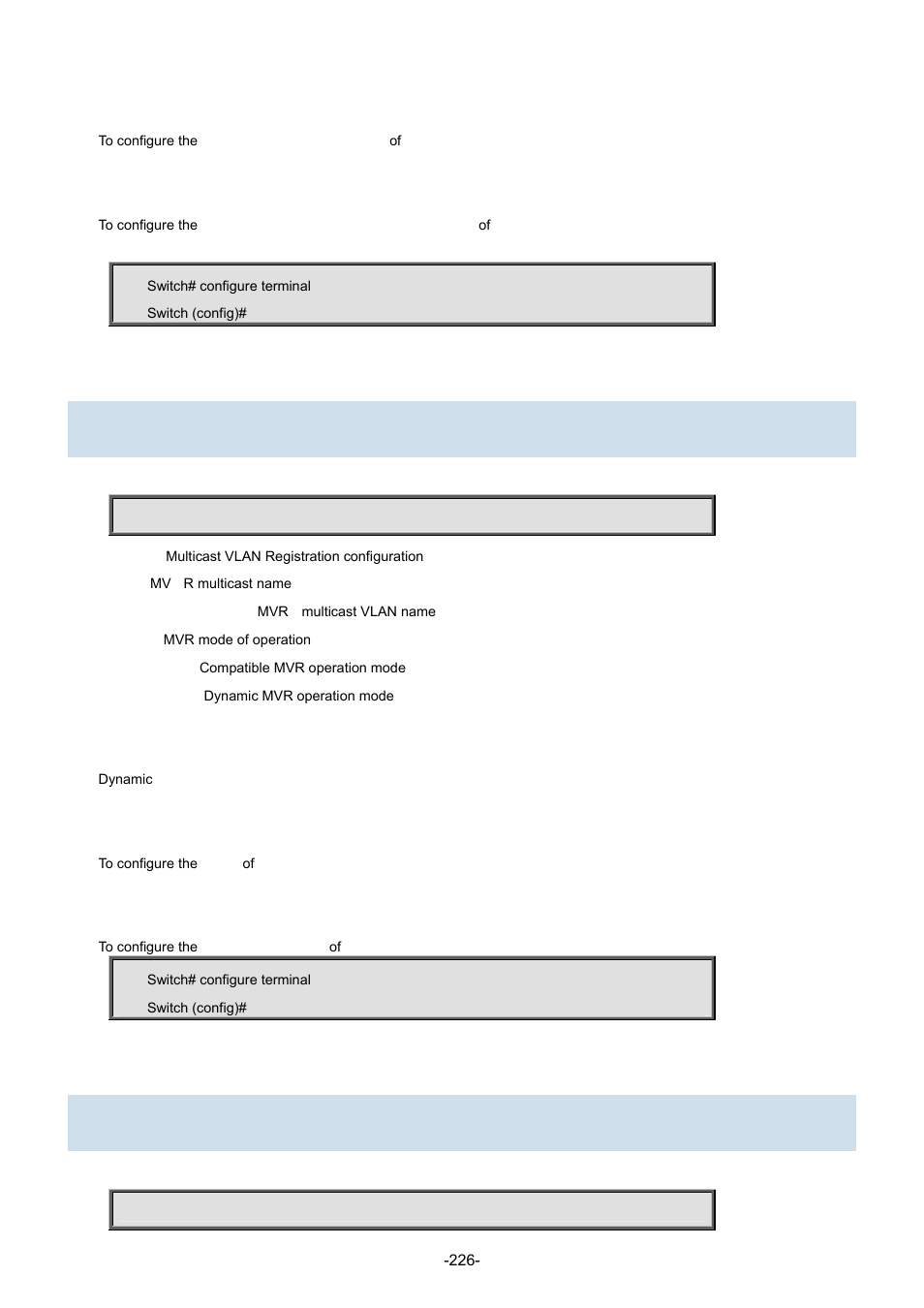 114 mvr name <mvr_name> mode, 115 mvr vlan <vlan_list | Interlogix NS3702-24P-4S Command Line Guide User Manual | Page 226 / 405