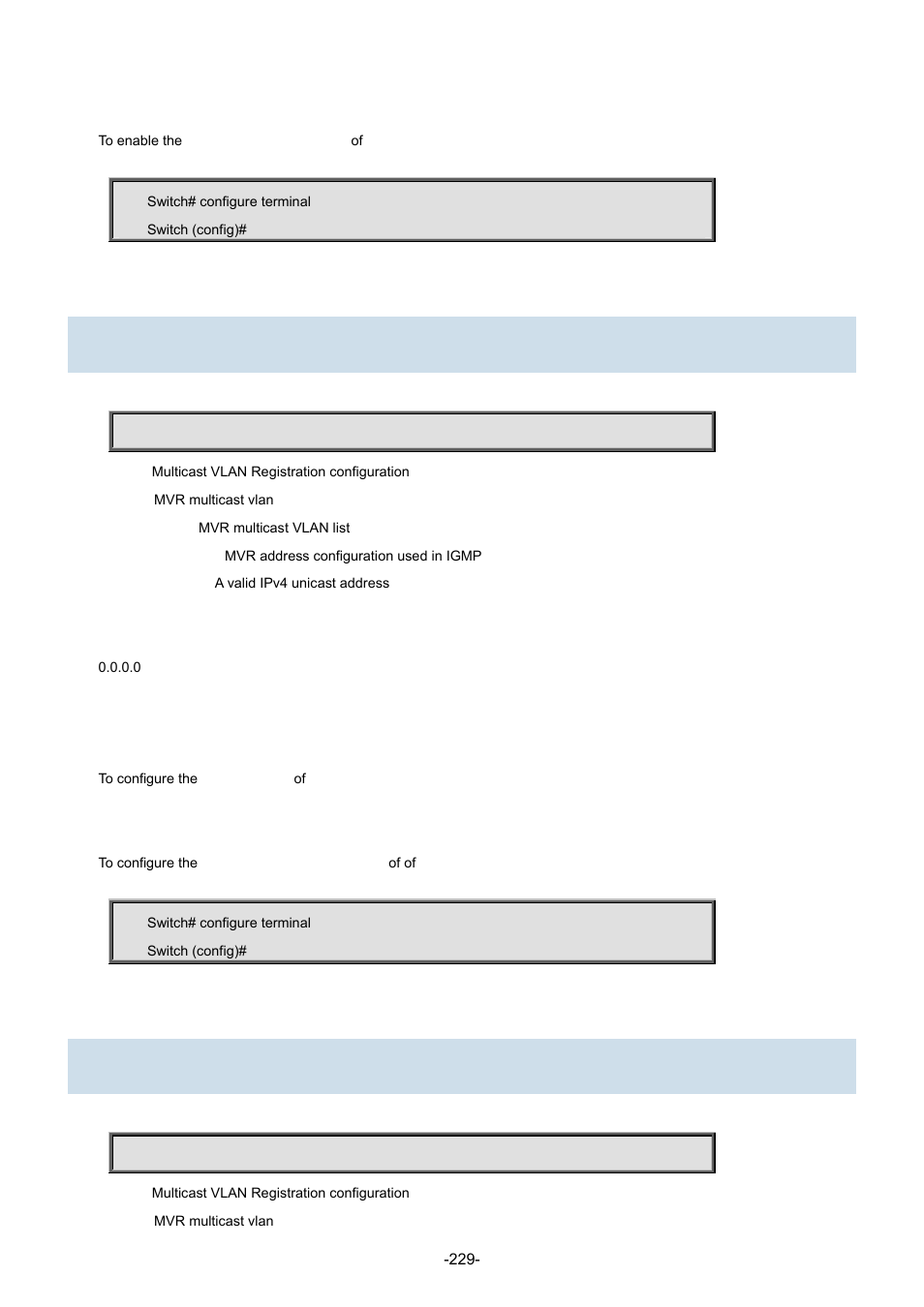 119 mvr vlan <vlan_list> igmp-address | Interlogix NS3702-24P-4S Command Line Guide User Manual | Page 229 / 405