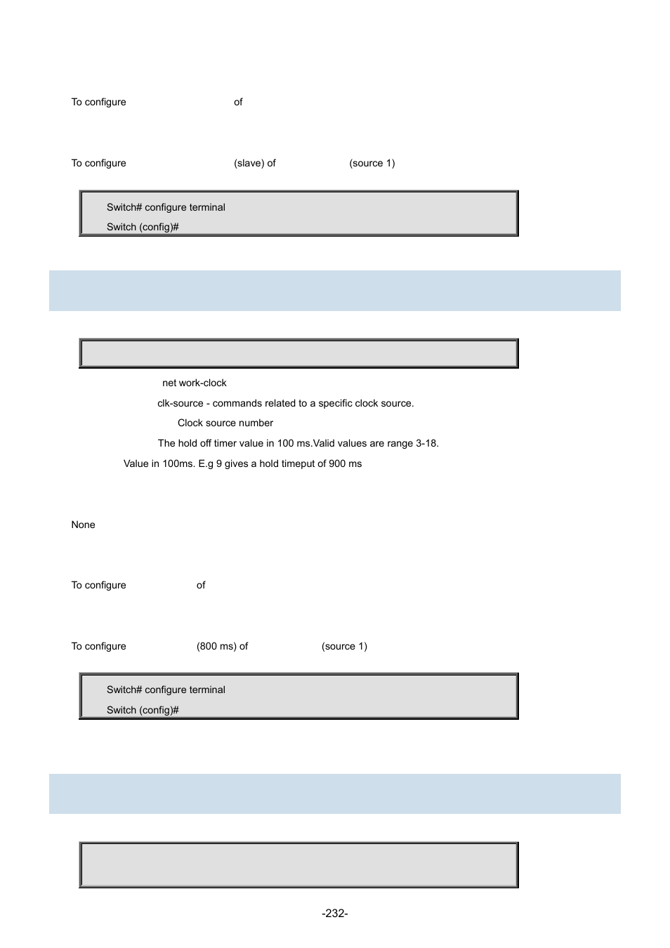 125 network-clock clk-source <clk-source> nominate | Interlogix NS3702-24P-4S Command Line Guide User Manual | Page 232 / 405