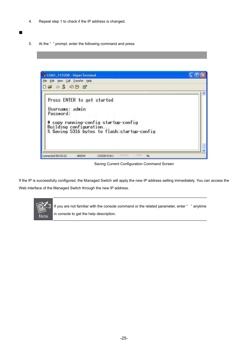 Store current switch configuration | Interlogix NS3702-24P-4S Command Line Guide User Manual | Page 25 / 405