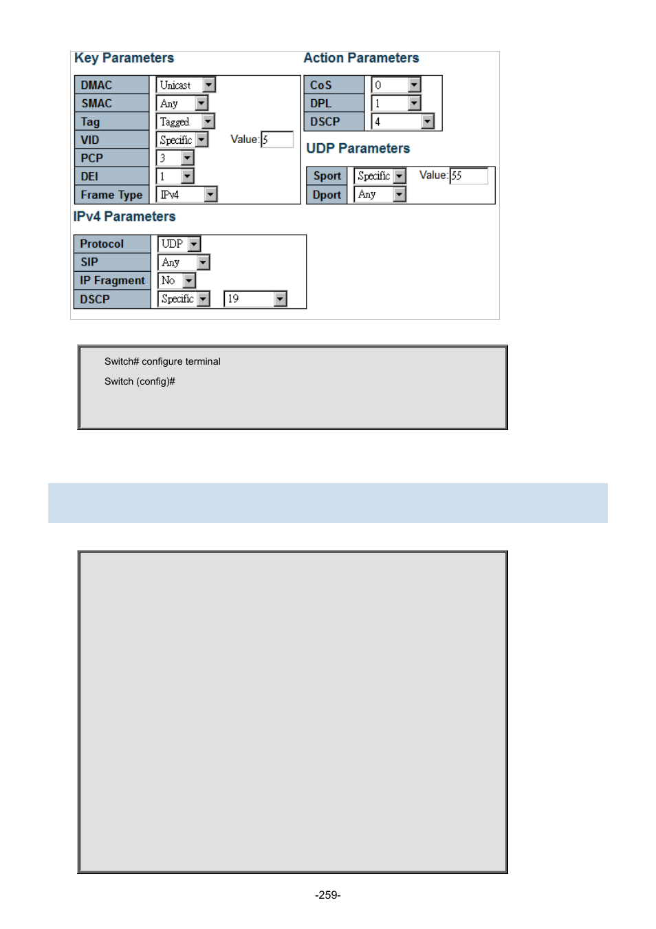 156 qos qce update | Interlogix NS3702-24P-4S Command Line Guide User Manual | Page 259 / 405