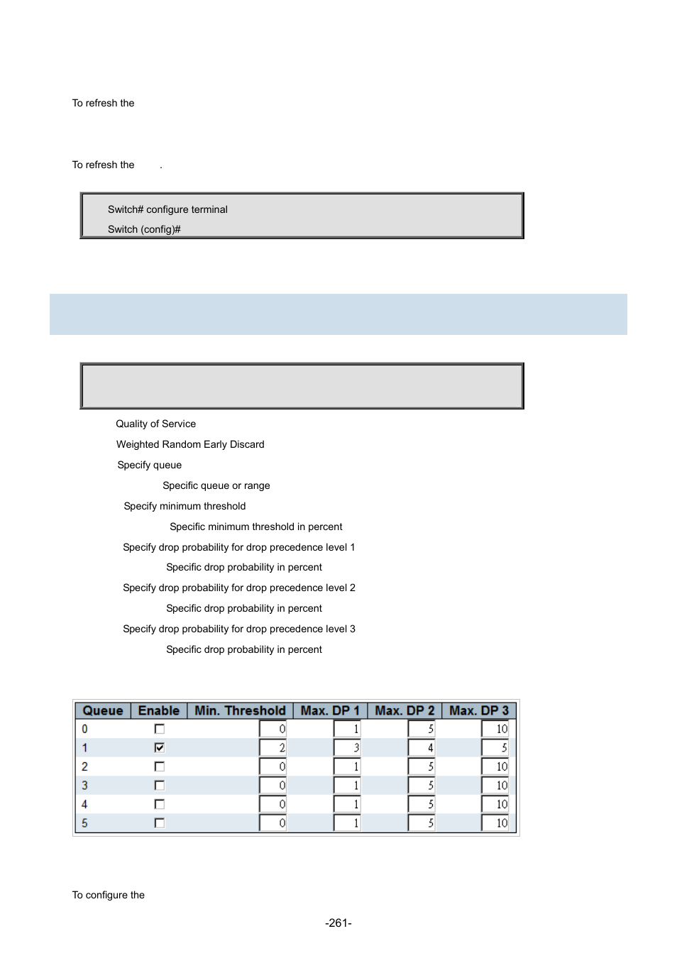 158 qos wred | Interlogix NS3702-24P-4S Command Line Guide User Manual | Page 261 / 405