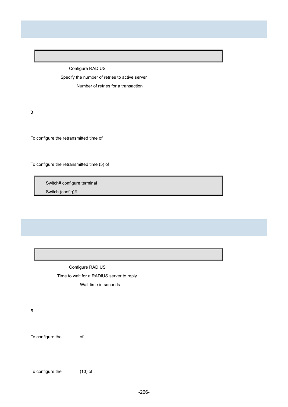 165 radius-server retransmit, 166 radius-server timeout | Interlogix NS3702-24P-4S Command Line Guide User Manual | Page 266 / 405