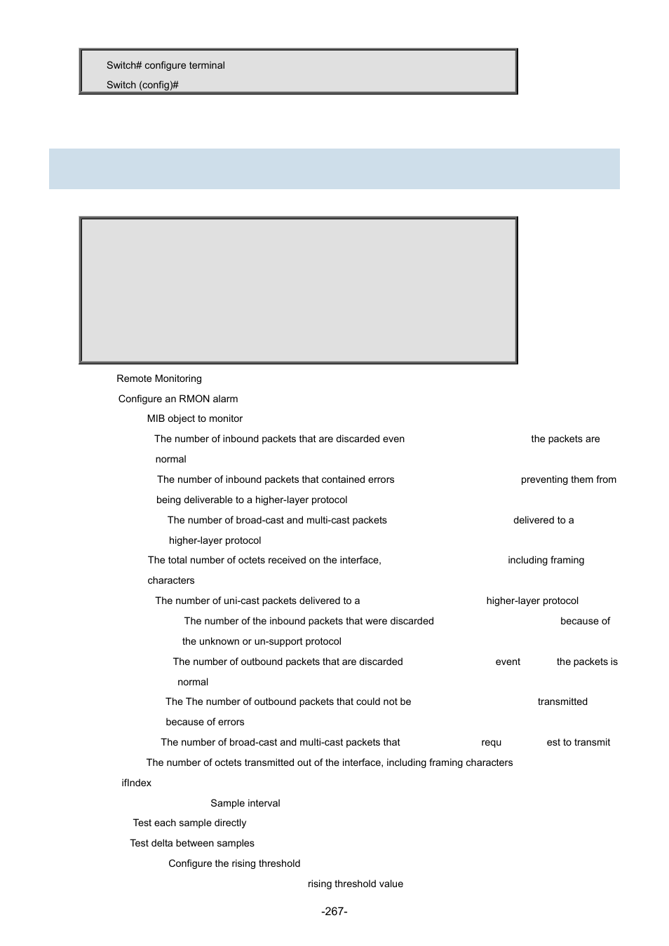 167 rmon alarm | Interlogix NS3702-24P-4S Command Line Guide User Manual | Page 267 / 405