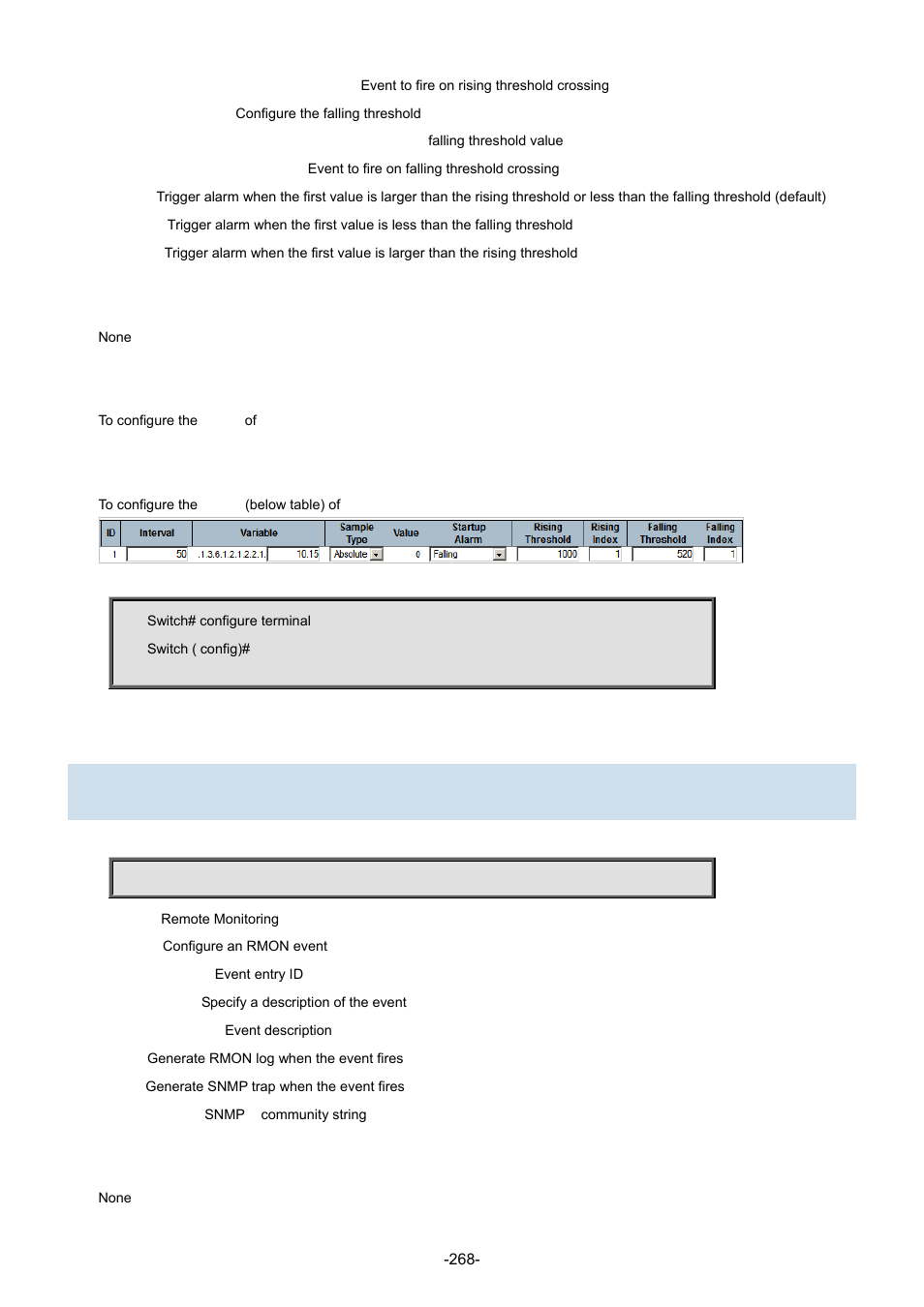 168 rmon event | Interlogix NS3702-24P-4S Command Line Guide User Manual | Page 268 / 405
