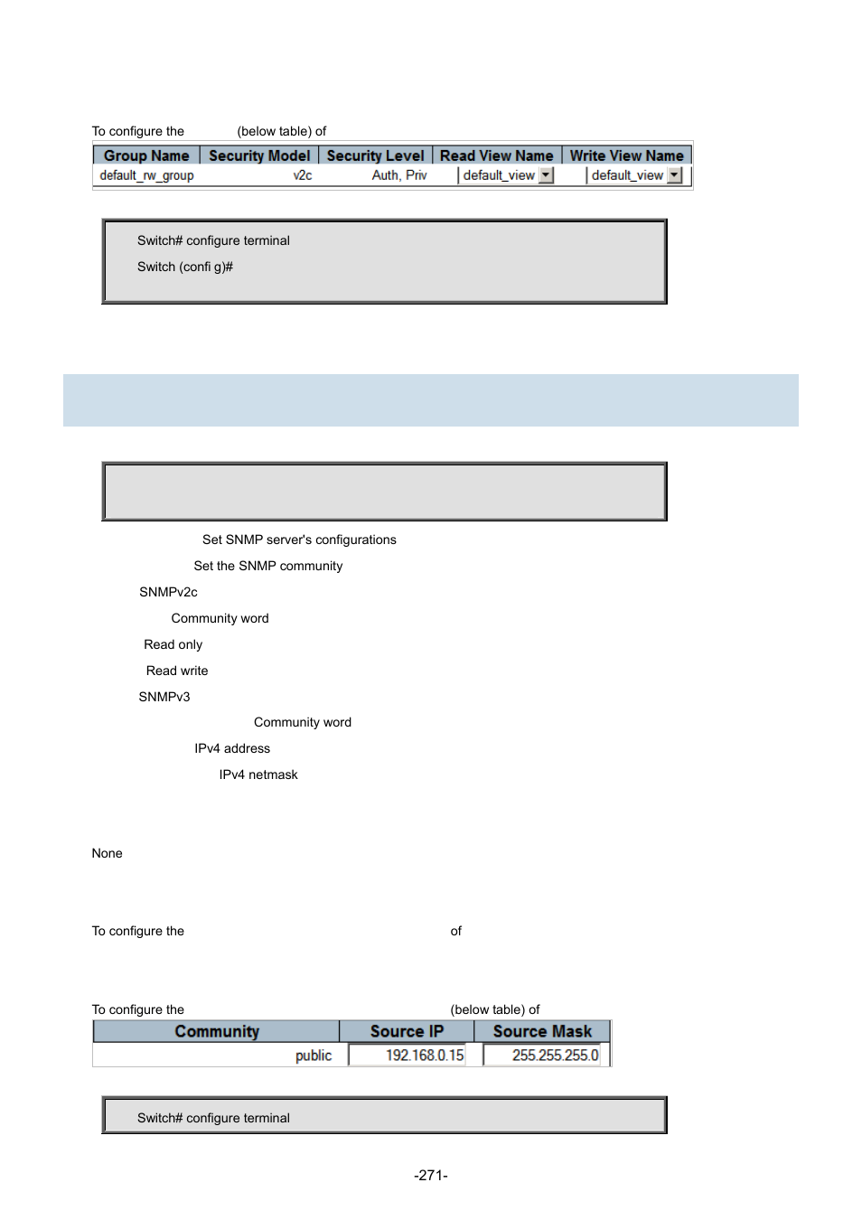 172 snmp-server community | Interlogix NS3702-24P-4S Command Line Guide User Manual | Page 271 / 405