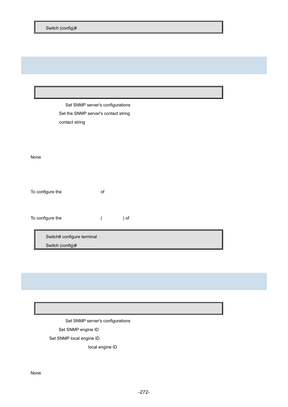 173 snmp-server contact, 174 snmp-server engine-id | Interlogix NS3702-24P-4S Command Line Guide User Manual | Page 272 / 405