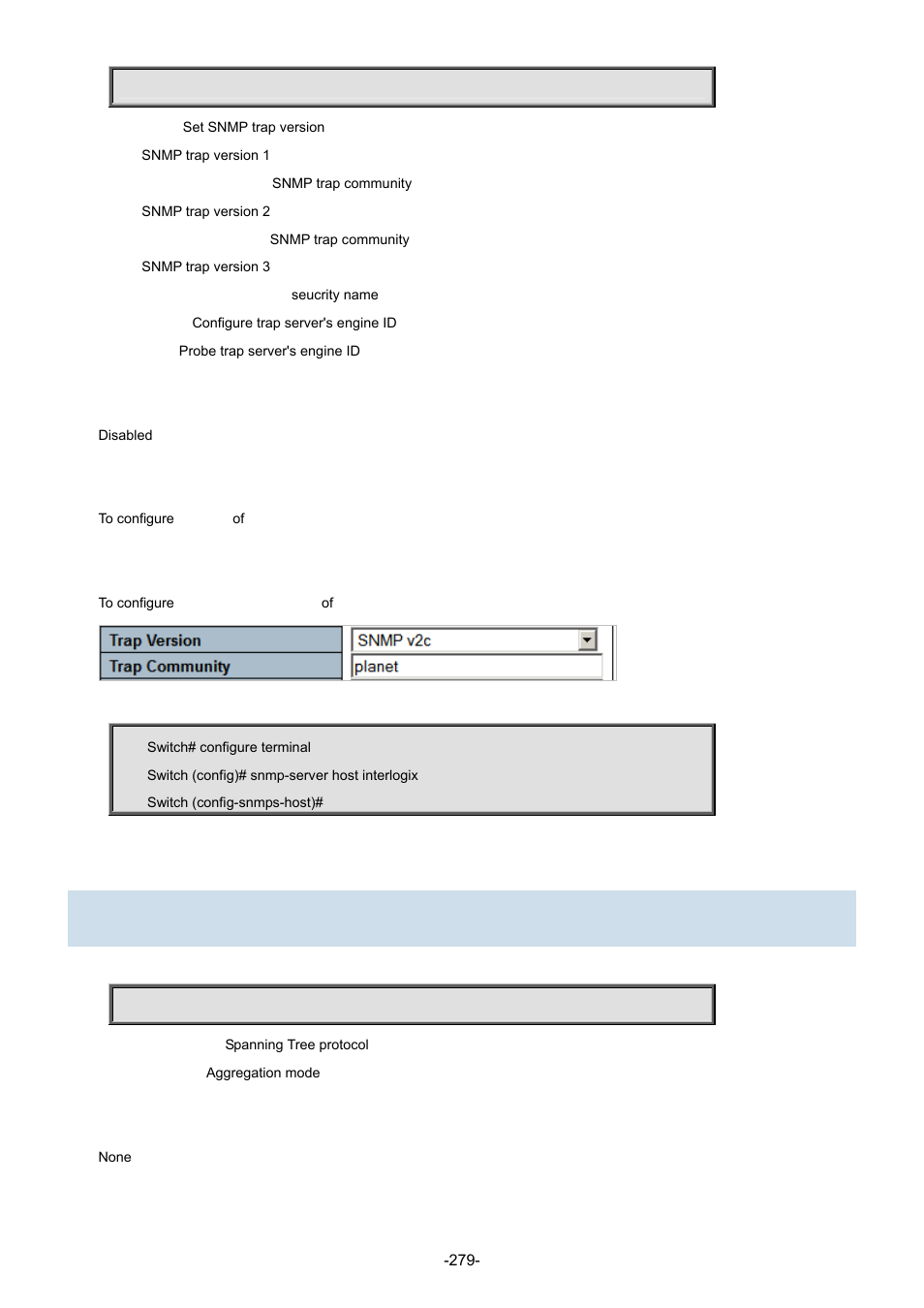 176 spanning-tree aggregation | Interlogix NS3702-24P-4S Command Line Guide User Manual | Page 279 / 405