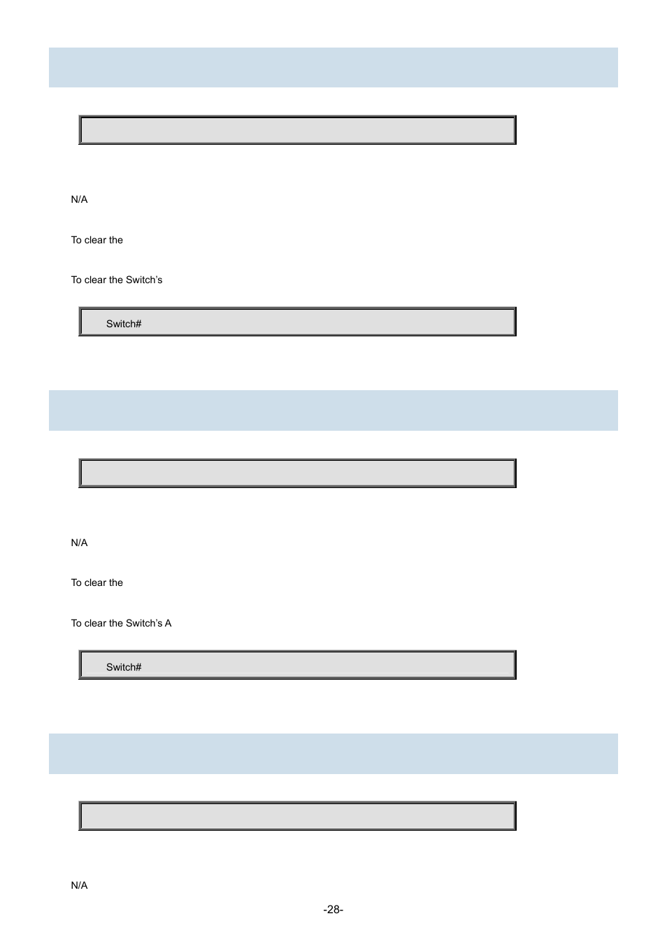 3 clear dot1x statistics interface, 4 clear ip arp, 5 clear ip dhcp detailed statistics all | Interlogix NS3702-24P-4S Command Line Guide User Manual | Page 28 / 405