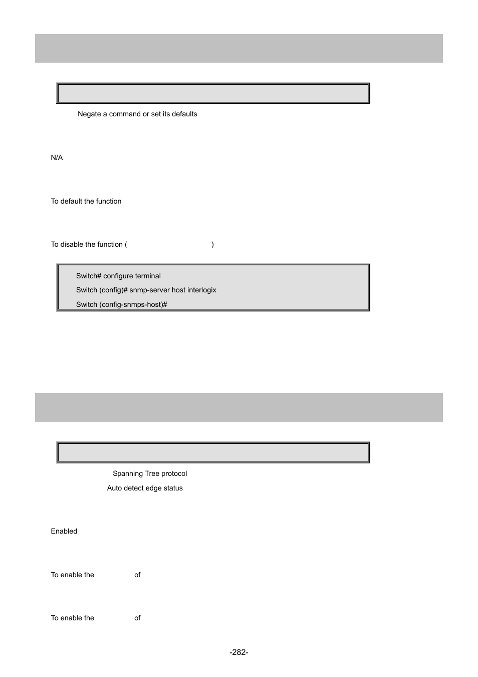 4 no, 5 spanning-tree auto-edge | Interlogix NS3702-24P-4S Command Line Guide User Manual | Page 282 / 405