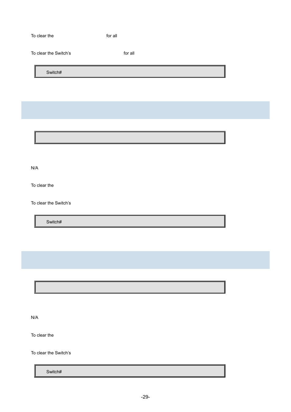 6 clear ip dhcp detailed statistics client, 7 clear ip dhcp detailed statistics helper | Interlogix NS3702-24P-4S Command Line Guide User Manual | Page 29 / 405